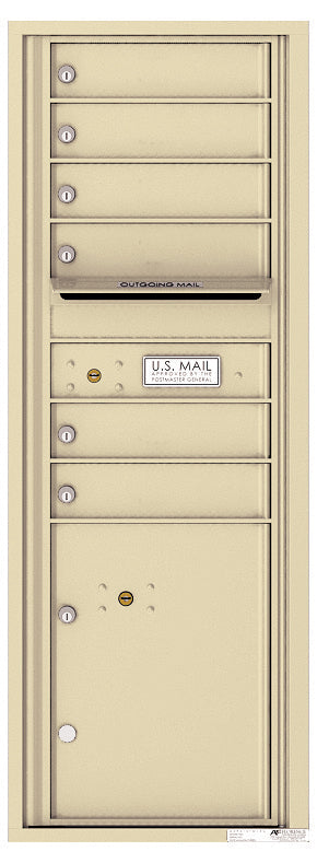 Versatile Front Loading Commercial Mailbox with 6 Tenant Compartments and 1 Parcel Locker - Single Column-Sandstone (SD)