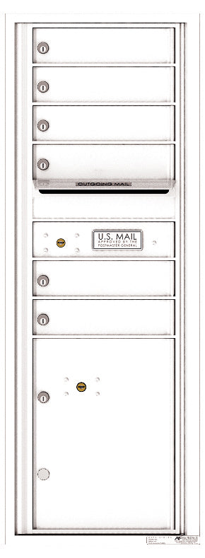 Versatile Front Loading Commercial Mailbox with 6 Tenant Compartments and 1 Parcel Locker - Single Column-White (WH)