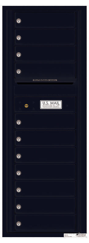 Versatile Front Loading Commercial Mailbox with 11 Tenant Compartments and Outgoing Mail Slot - Single Column-Black (BK)
