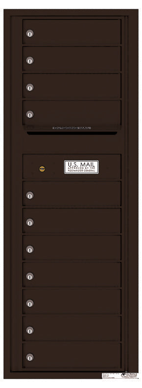 Versatile Front Loading Commercial Mailbox with 11 Tenant Compartments and Outgoing Mail Slot - Single Column-Dark Bronze (DB)