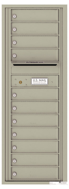 Versatile Front Loading Commercial Mailbox with 11 Tenant Compartments and Outgoing Mail Slot - Single Column-Postal Grey (PG)