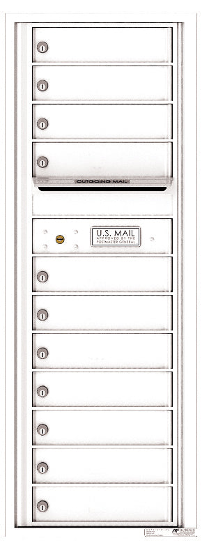 Versatile Front Loading Commercial Mailbox with 11 Tenant Compartments and Outgoing Mail Slot - Single Column-White (WH)