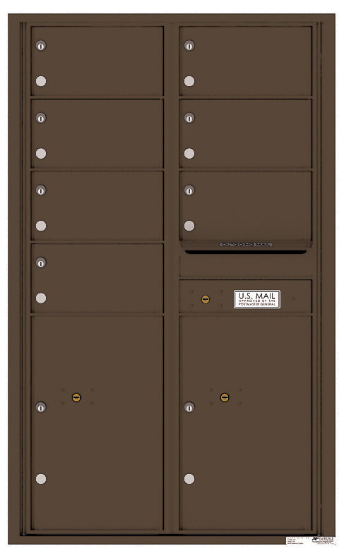 Front Loading Commercial Mailbox - 7 Tenant Doors and 2 Parcel Lockers - Double Column-Antique Bronze (AB)