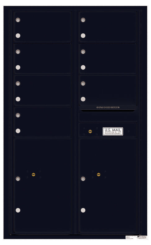 Front Loading Commercial Mailbox - 7 Tenant Doors and 2 Parcel Lockers - Double Column-Black (BK)
