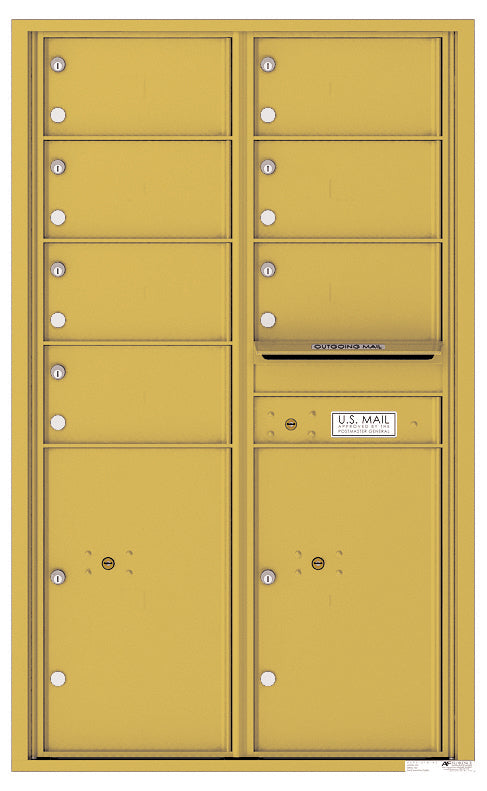 Front Loading Commercial Mailbox - 7 Tenant Doors and 2 Parcel Lockers - Double Column-Gold Speck (GS)