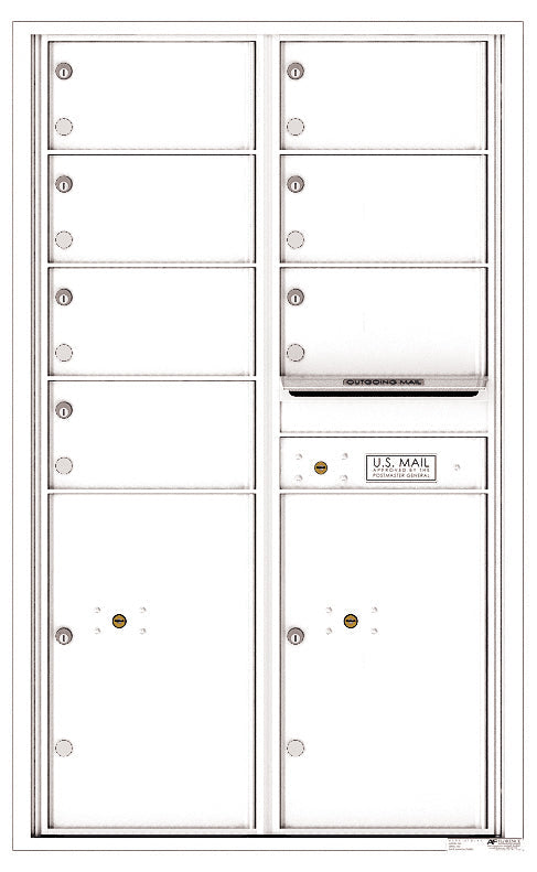 Front Loading Commercial Mailbox - 7 Tenant Doors and 2 Parcel Lockers - Double Column-White (WH)