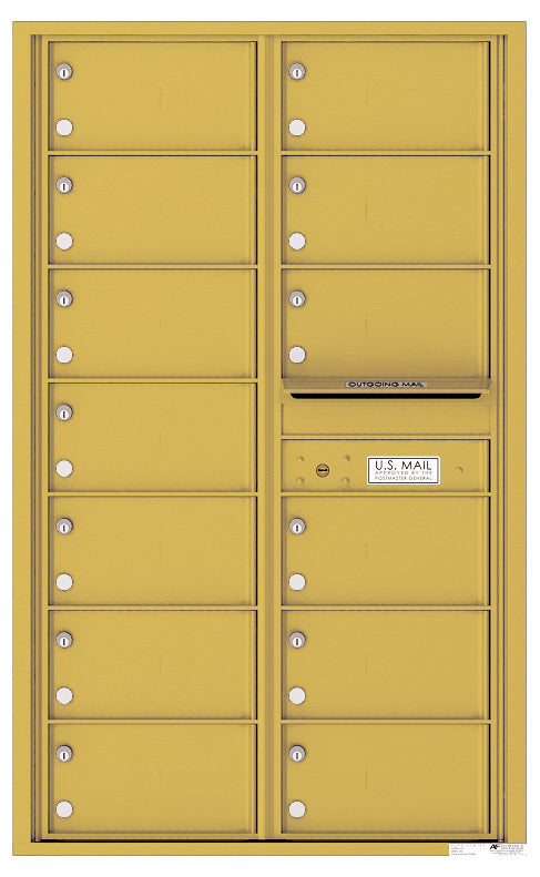 Front Loading Commercial Mailbox - 13 Tenant Doors - Double Column-Gold Speck (GS)