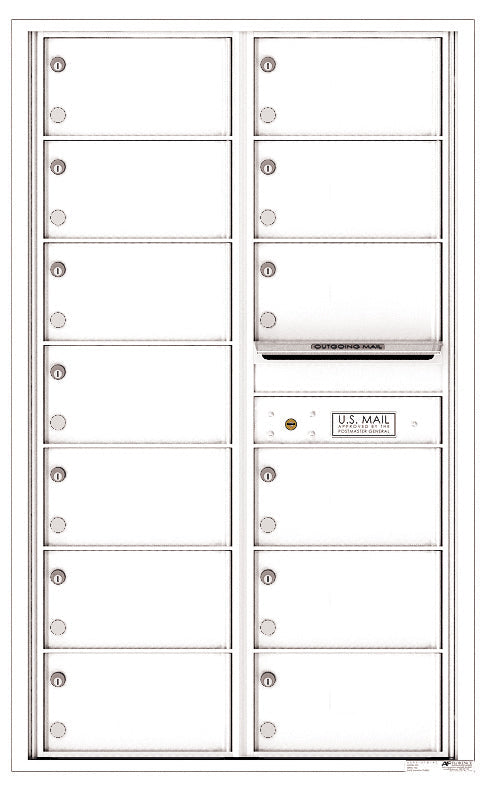 Front Loading Commercial Mailbox - 13 Tenant Doors - Double Column-White (WH)
