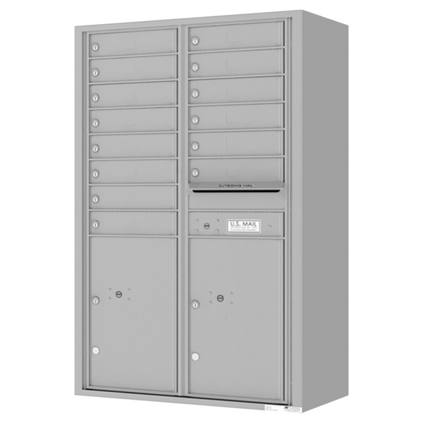 Florence 4C Horizontal Mailbox - 14 Doors, 2 Parcel Lockers - 14 Doors High Private Access