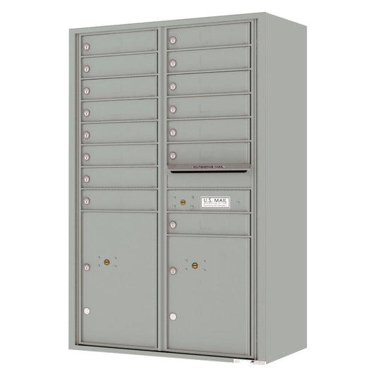 Florence 4C Horizontal Mailbox - 15 Doors, 2 Parcel Lockers - 14 Doors High Private Access