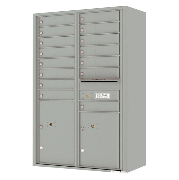 Florence 4C Horizontal Mailbox - 15 Doors, 2 Parcel Lockers - 14 Doors High Private Access