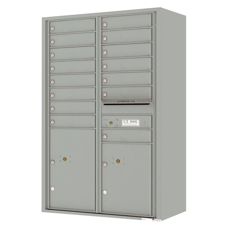 Florence 4C Horizontal Mailbox - 15 Doors, 2 Parcel Lockers - 14 Doors High Private Access