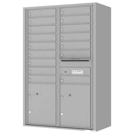 Florence 4C Horizontal Mailbox - 16 Doors, 2 Parcel Lockers - 14 Doors High Private Access
