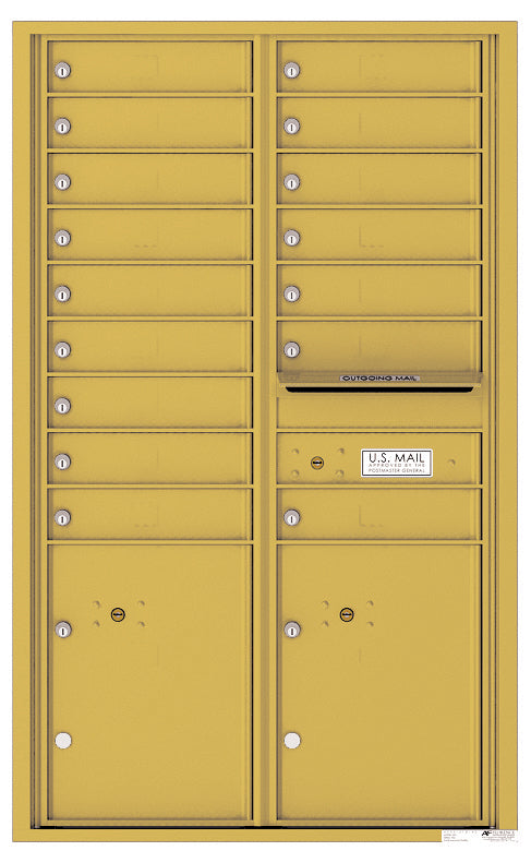 Front Loading Commercial Mailbox - 16 Tenant Doors and 2 Parcel Lockers - Double Column-Gold Speck (GS)