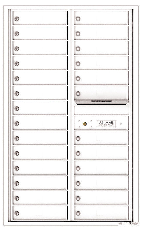Front Loading Commercial Mailbox - 26 Tenant Doors - Double Column-White (WH)
