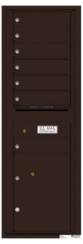 Front Loading Commercial Mailbox - 7 Tenant Doors and 1 Parcel Locker - Single Column-Dark Bronze (DB)