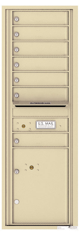 Front Loading Commercial Mailbox - 7 Tenant Doors and 1 Parcel Locker - Single Column-Sandstone (SD)
