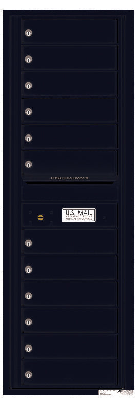 Front Loading Commercial Mailbox - 12 Extra-Large Tenant Doors - Single Column-Black (BK)