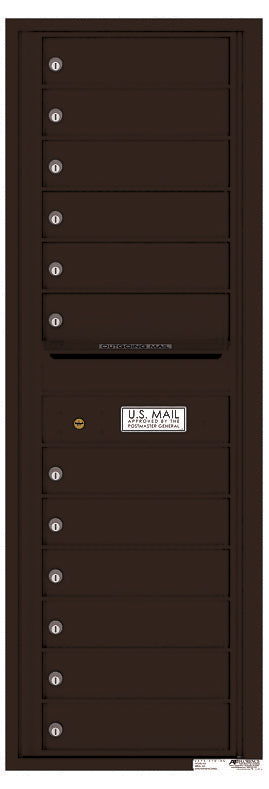 Front Loading Commercial Mailbox - 12 Extra-Large Tenant Doors - Single Column-Dark Bronze (DB)