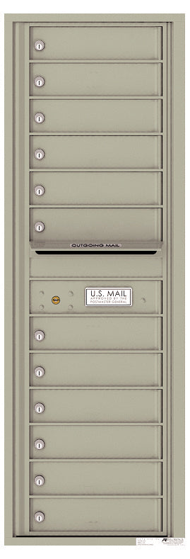 Front Loading Commercial Mailbox - 12 Extra-Large Tenant Doors - Single Column-Postal Grey (PG)