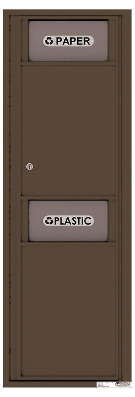 Versatile Front Loading Single Column Medium Size Trash Receptacle Recycling Bin with Paper Segregator-Antique Bronze (AB)