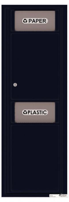 Versatile Front Loading Single Column Medium Size Trash Receptacle Recycling Bin with Paper Segregator-Black (BK)