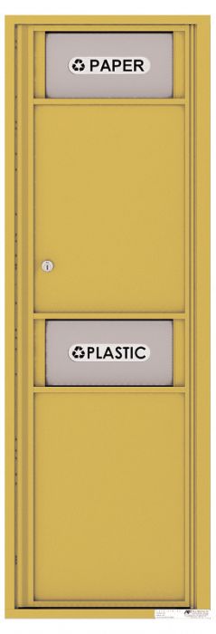 Versatile Front Loading Single Column Medium Size Trash Receptacle Recycling Bin with Paper Segregator-Gold Speck (GS)