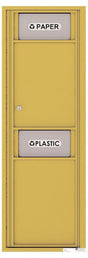 Versatile Front Loading Single Column Medium Size Trash Receptacle Recycling Bin with Paper Segregator-Gold Speck (GS)