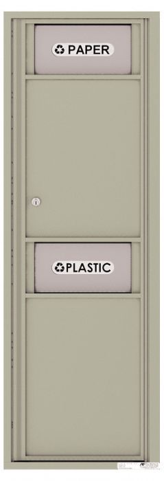 Versatile Front Loading Single Column Medium Size Trash Receptacle Recycling Bin with Paper Segregator-Postal Grey (PG)