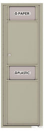 Versatile Front Loading Single Column Medium Size Trash Receptacle Recycling Bin with Paper Segregator-Postal Grey (PG)