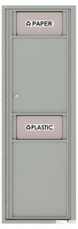 Versatile Front Loading Single Column Medium Size Trash Receptacle Recycling Bin with Paper Segregator-Silver Speck (SS)