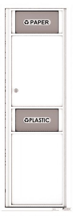 Versatile Front Loading Single Column Medium Size Trash Receptacle Recycling Bin with Paper Segregator-White (WH)