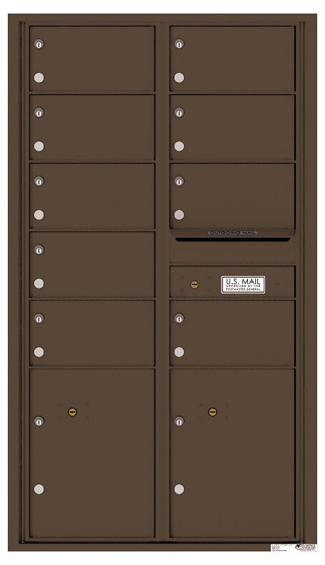 Versatile Front Loading Commercial Mailbox with 9 Tenant Doors and 2 Parcel Lockers-Antique Bronze (AB)