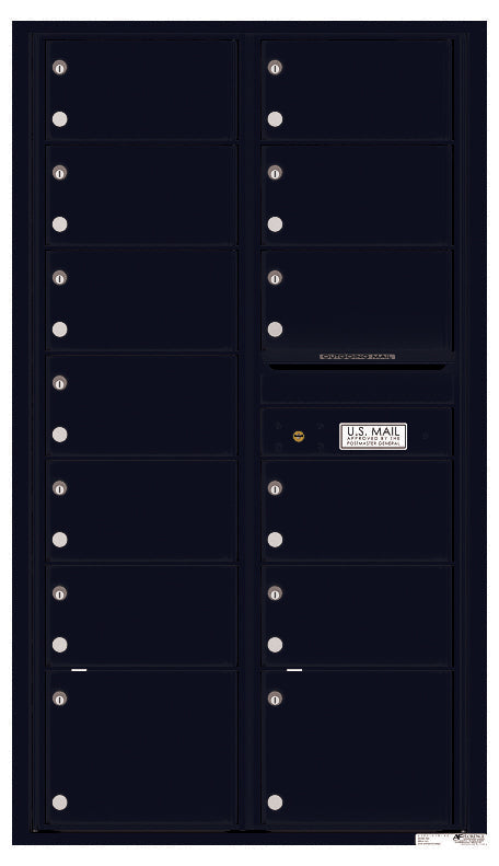 Versatile Front Loading Double Column Commercial Mailbox with 13 Tenant Doors-Black (BK)