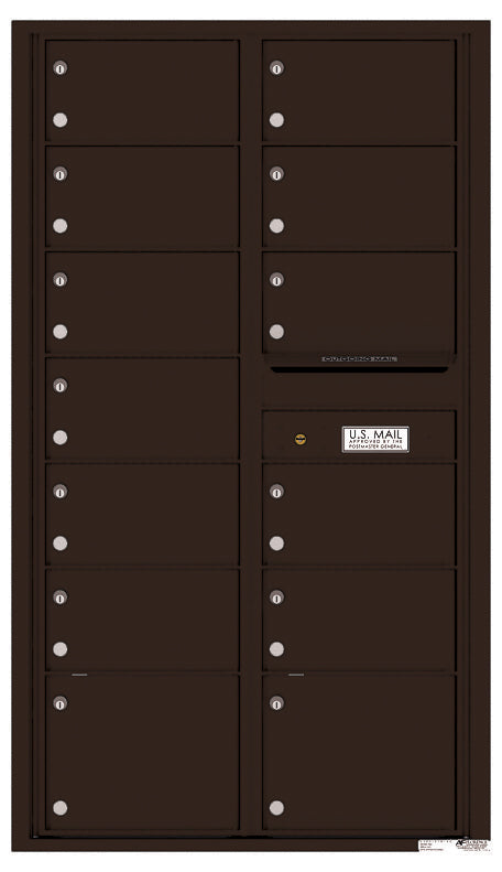 Versatile Front Loading Double Column Commercial Mailbox with 13 Tenant Doors-Dark Bronze (DB)