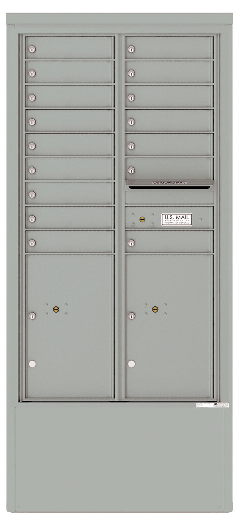 Florence 4C Mailbox Depot - 16 Doors, 2 Parcel Lockers - 15 Doors High Private Access