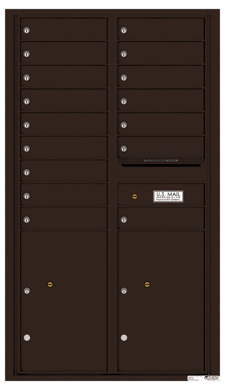 Versatile Front Loading Commercial Mailbox with 16 Tenant Doors and 2 Parcel Lockers-Dark Bronze (DB)