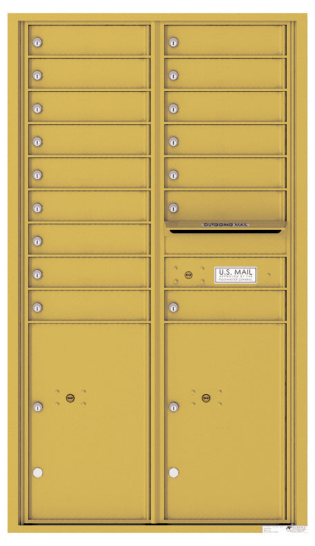 Versatile Front Loading Commercial Mailbox with 16 Tenant Doors and 2 Parcel Lockers-Gold Speck (GS)