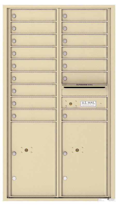 Versatile Front Loading Commercial Mailbox with 16 Tenant Doors and 2 Parcel Lockers-Sandstone (SD)
