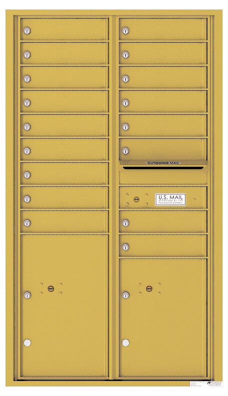 Versatile Front Loading Commercial Mailbox with 17 Tenant Doors and 2 Parcel Lockers-Gold Speck (GS)