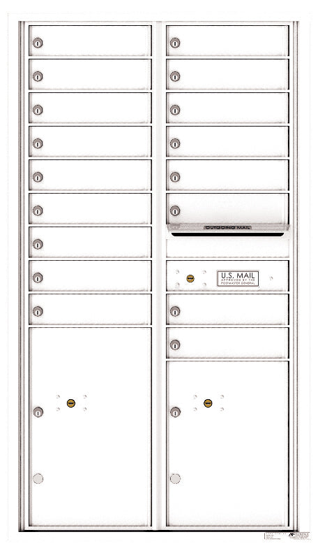 Versatile Front Loading Commercial Mailbox with 17 Tenant Doors and 2 Parcel Lockers-White (WH)