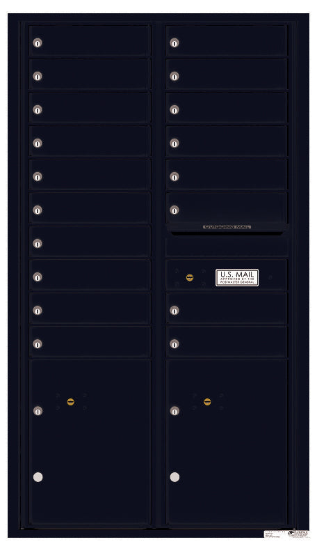 Versatile Front Loading Commercial Mailbox with 18 Tenant Doors and 2 Parcel Lockers-Black (BK)
