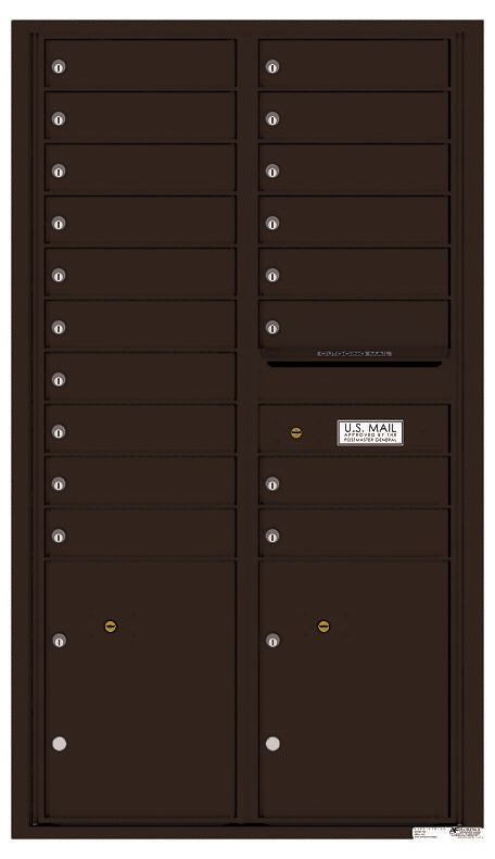 Versatile Front Loading Commercial Mailbox with 18 Tenant Doors and 2 Parcel Lockers-Dark Bronze (DB)