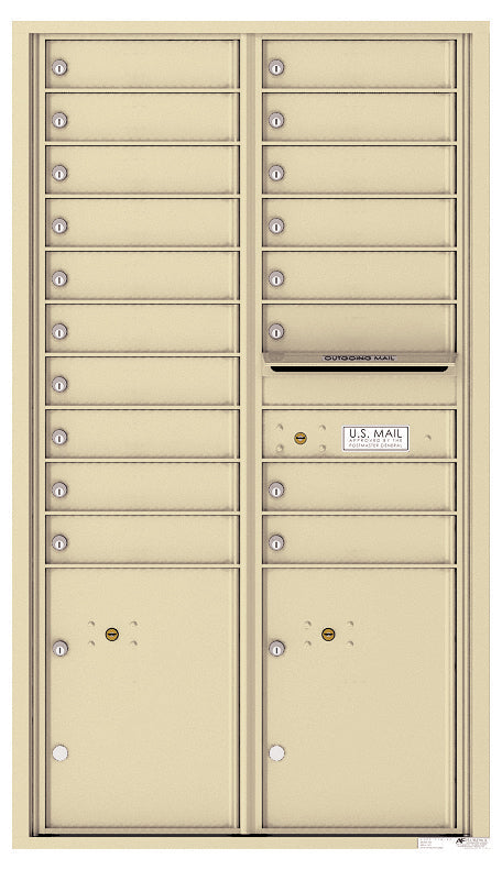 Versatile Front Loading Commercial Mailbox with 18 Tenant Doors and 2 Parcel Lockers-Sandstone (SD)