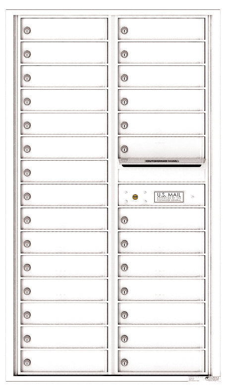 Versatile Front Loading Double Column Commercial Mailbox with 28 Tenant Doors-White (WH)
