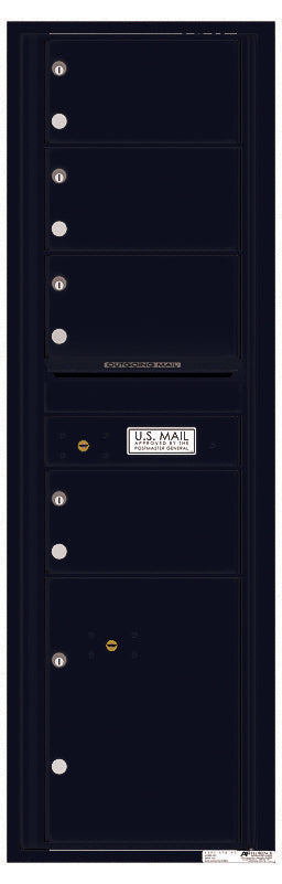 Versatile Front Loading Commercial Mailbox with 4 Tenant Doors and 1 Parcel Locker-Black (BK)