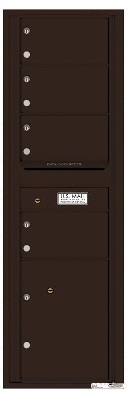 Versatile Front Loading Commercial Mailbox with 4 Tenant Doors and 1 Parcel Locker-Dark Bronze (DB)