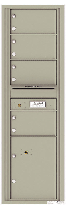 Versatile Front Loading Commercial Mailbox with 4 Tenant Doors and 1 Parcel Locker-Postal Grey (PG)
