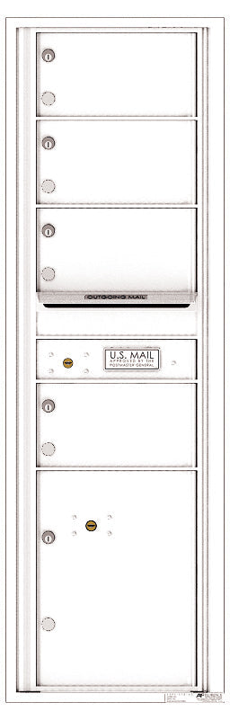 Versatile Front Loading Commercial Mailbox with 4 Tenant Doors and 1 Parcel Locker-White (WH)
