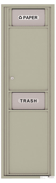 Versatile Front Loading Single Column Large Trash Receptacle Recycling Bin with Paper Segregator-Postal Grey (PG)